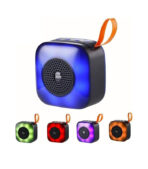 مكبر صوت بلوتوث فرعي مزود بحامل موبايل، مضخم صوت لاسلكي محمول بإضاءة ليد ار جي بي ومنفذ AUX وبطارية قابلة لإعادة الشحن للموبايلات والتلفزيون وأجهزة التابلت والكمبيوتر(متعدد الألوان)