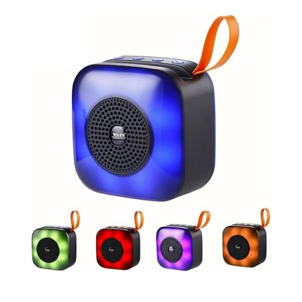 مكبر صوت بلوتوث فرعي مزود بحامل موبايل، مضخم صوت لاسلكي محمول بإضاءة ليد ار جي بي ومنفذ AUX وبطارية قابلة لإعادة الشحن للموبايلات والتلفزيون وأجهزة التابلت والكمبيوتر(متعدد الألوان)