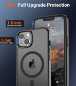 ⁦سوبفاين جراب مغناطيسي لموبايل ايفون 15 بلس وايفون 14 بلس (متوافق مع ماج سيف) (حماية من السقوط من الدرجة العسكرية 10 اقدام) جراب موبايل رفيع شفاف مضاد للصدمات، اسود، البولي يوريثين الحراري⁩ - الصورة ⁦3⁩