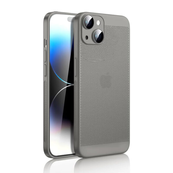 جراب خلفي رفيع وصلب من البولي كربونات من دلع موبايلك، مزود بمسامات للتهوية وخاصية تبديد الحرارة مع واقي عدسة كاميرا مدمج، مضاد للصدمات وبصمات الأصابع، لموبايل آيفون 15 بلس 6.7 بوصة، تيتانيوم جراي