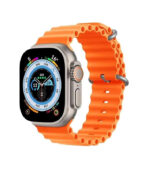 ساعة ذكية سمارت ووتش الترا 2 بشاشة عرض كاملة أنفينيت (1.99)، شحن لاسلكي، متوافقة مع جوالات ايفون واندرويد، سوار سيليكون (برتقالي)