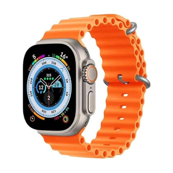 ساعة ذكية سمارت ووتش الترا 2 بشاشة عرض كاملة أنفينيت (1.99)، شحن لاسلكي، متوافقة مع جوالات ايفون واندرويد، سوار سيليكون (برتقالي)