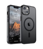 سوبفاين جراب مغناطيسي لموبايل ايفون 15 بلس وايفون 14 بلس (متوافق مع ماج سيف) (حماية من السقوط من الدرجة العسكرية 10 اقدام) جراب موبايل رفيع شفاف مضاد للصدمات، اسود، البولي يوريثين الحراري