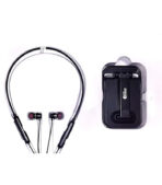 ⁦سماعة بلوتوث رياضية داخل الاذن وحامل موبايل للمكتب، اسود⁩ - الصورة ⁦3⁩
