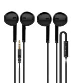 سماعات داخل الأذن [عبوتان] مع ميكروفون، سماعة عازلة للضوضاء، سلكية، اجهزة مقبس صوت 3.5 ملم لون اسود