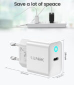 ⁦شاحن من لينوك بتقنية USB، متوافق مع الهواتف الخلوية، بمنفذ واحد، 20 واط للشحن السريع⁩ - الصورة ⁦2⁩